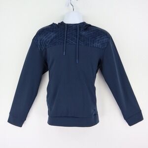 MTA Sport Activewear Hoodie Mens Sz M Deep Blue SOFT STRETCH Pockets Long Sleeve